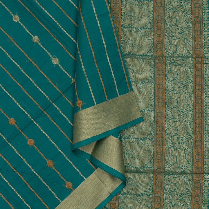 Hayagrivas Sea Green Handloom Kanchi Cotton Saree SSCBF104F1-6