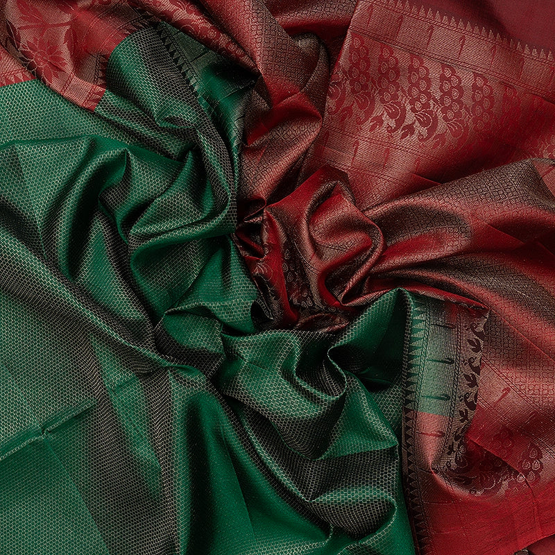 Hayagrivas Bottle Green Handloom Soft Silk Saree KBF536G2-31