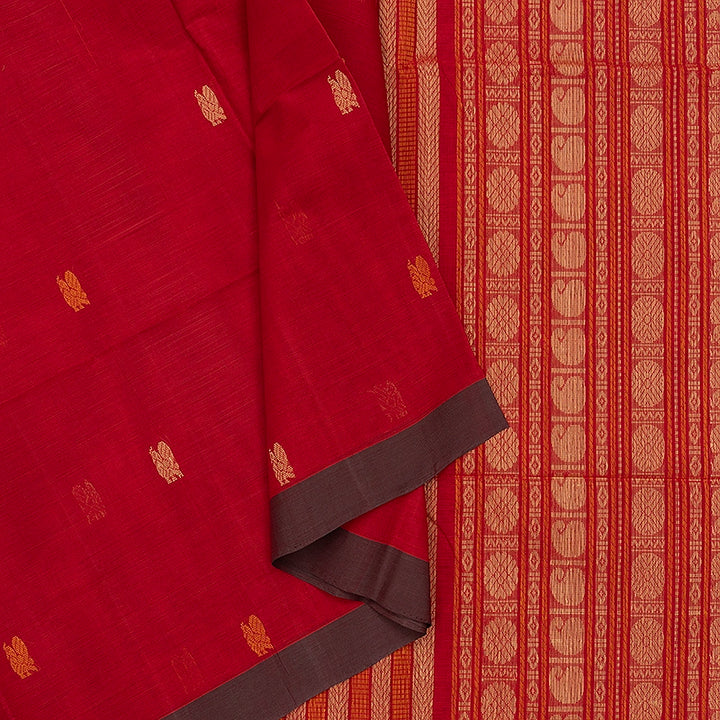 Hayagrivas Maroon Handloom Kanchi Cotton Saree SSCBF104F13-5