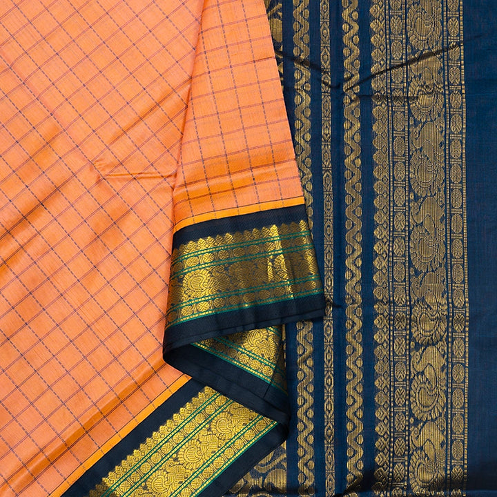 Hayagrivas Peach Orange Pure Silk Cotton Saree SSCBF35D5-22