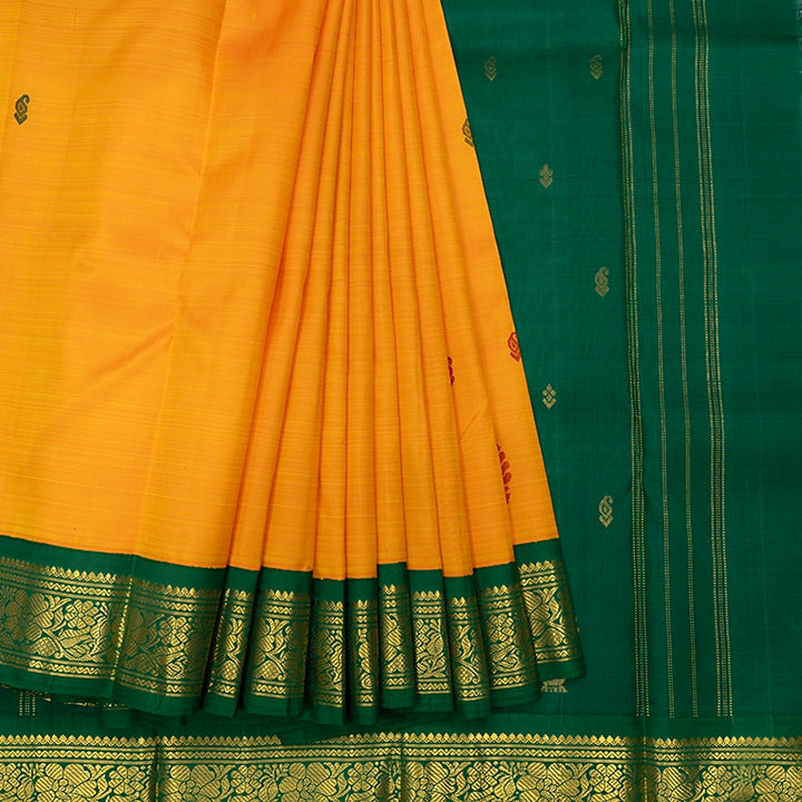 Hayagrivas Mambazham Orange Pure One-sided border Kanjivaram Silk Saree KBF284E7-2