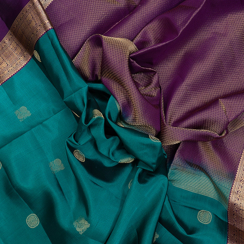 Hayagrivas Sea Green Handloom Soft Silk Saree KBF532G2-1