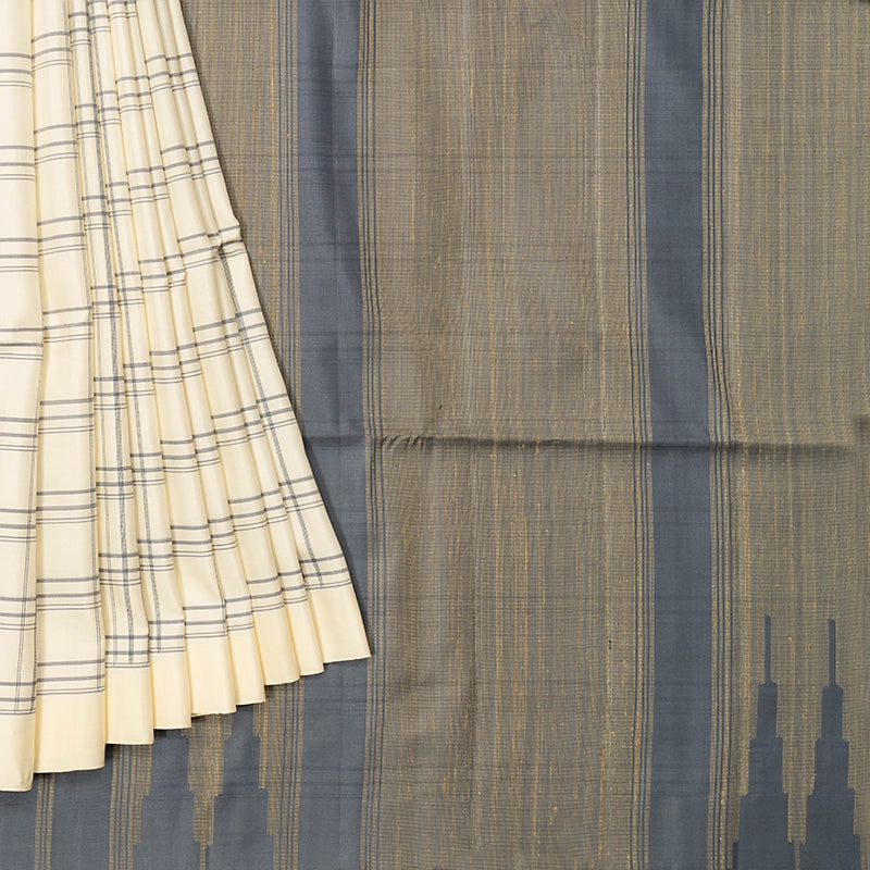 Hayagrivas Half-White Handloom Soft Silk Saree KBE1094I1-4