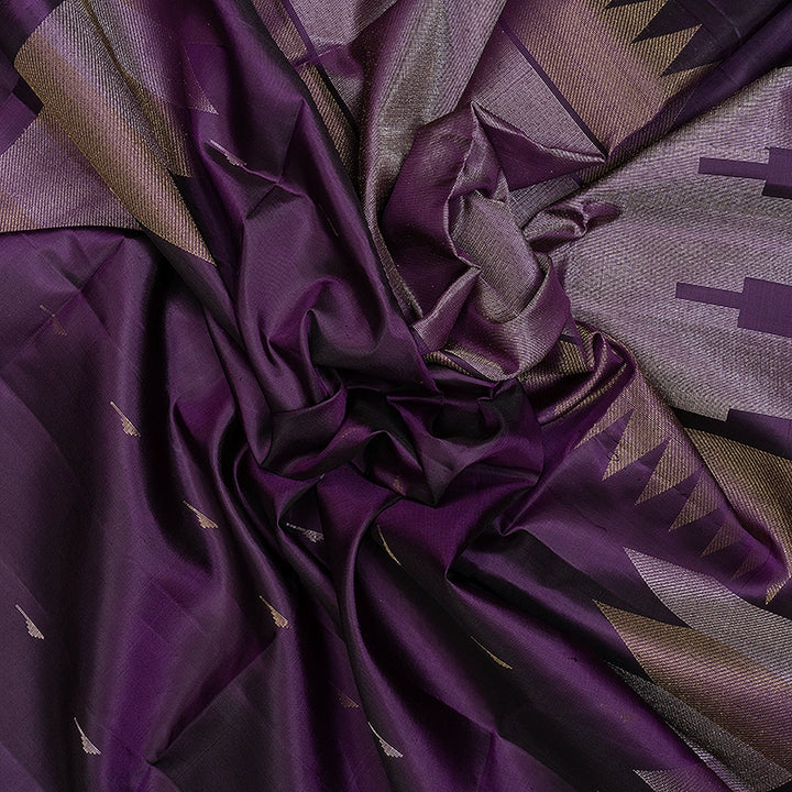 Hayagrivas Brinjal Purple Handloom Soft Silk Saree KBF536G3-11