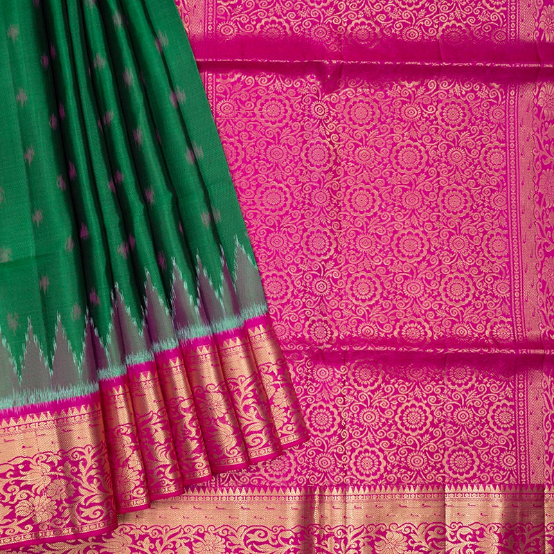 Hayagrivas Green Handloom Ikkat Soft Silk Saree KBE2154A6-2
