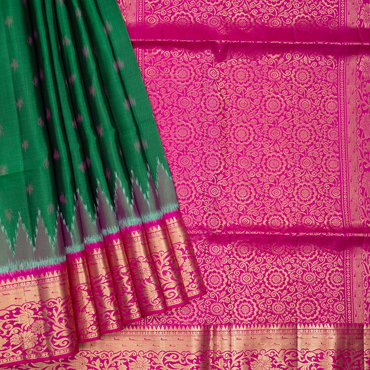Hayagrivas Green Handloom Ikkat Soft Silk Saree KBE2154A6-2