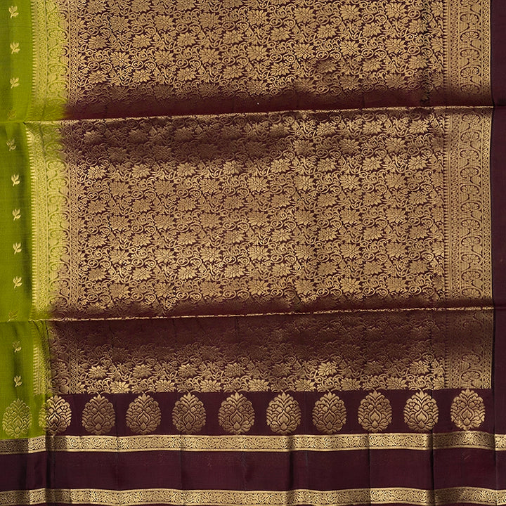 Hayagrivas Parrot Green Handloom Soft Silk Saree KBF1076I1-11