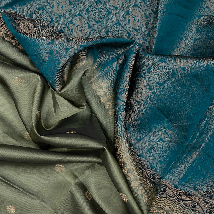 Hayagrivas Sage Green Handloom Soft Silk Saree KBF191E1-10
