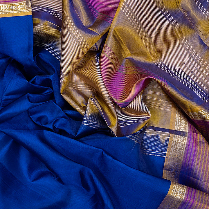 Hayagrivas Handloom Royal Blue Kanjivaram Silk Saree with Gold Border KBF224E2-6