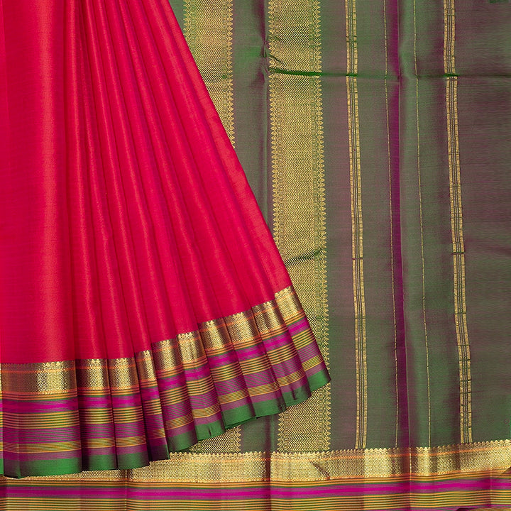 Hayagrivas Handloom Orangish-Pink Kanjivaram Silk Saree KBF467F3-2