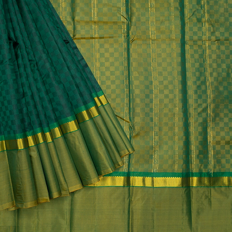 Hayagrivas Handloom Bottle Green Kanjivaram Silk Saree with Lime Green Border KBF486F6-2