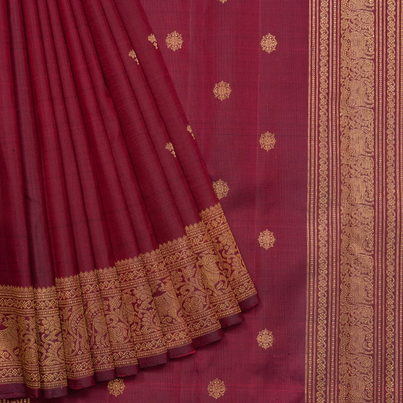 Hayagrivas Handloom Wine Maroon Kanjivaram Silk Saree KBF496F2-1