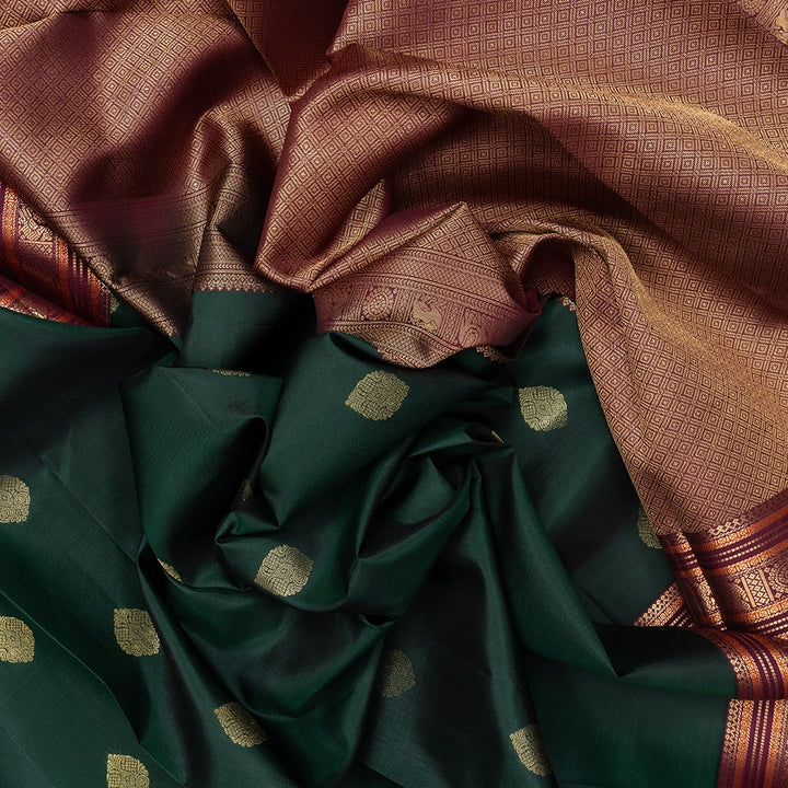 Hayagrivas Handloom Karum Pachai Kanjivaram Silk Saree with Burgundy Border KBF500F15-6