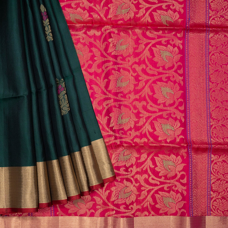 Hayagrivas Bottle Green Handloom Soft Silk Saree KBF501F1-14