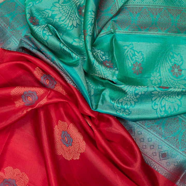 Hayagrivas Red Handloom Soft Silk Saree KBF501F1-2