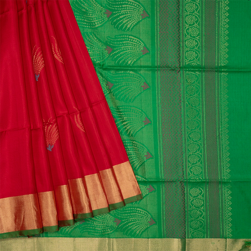 Hayagrivas Red Handloom Soft Silk Saree KBF501F1-4