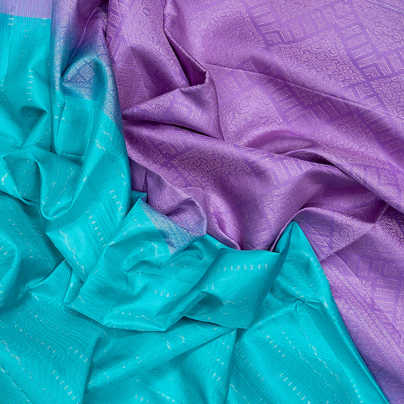 Hayagrivas Sea Blue Handloom Soft Silk Saree KBF534G19-3