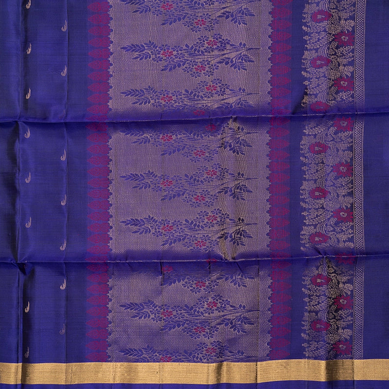 Hayagrivas Purplish-Blue Handloom Soft Silk Saree KBF535G7-25