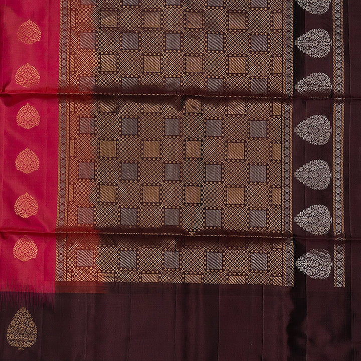Hayagrivas Pink Handloom Soft Silk Saree KBF553G14-1