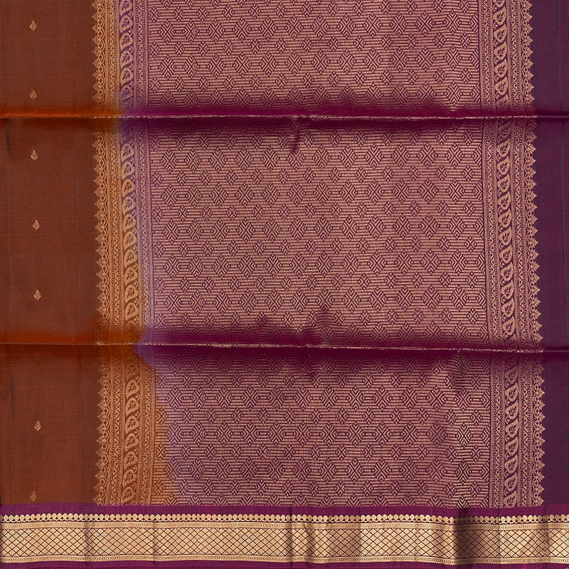 Hayagrivas Rust Brown Handloom Soft Silk Saree KBF555G1-1