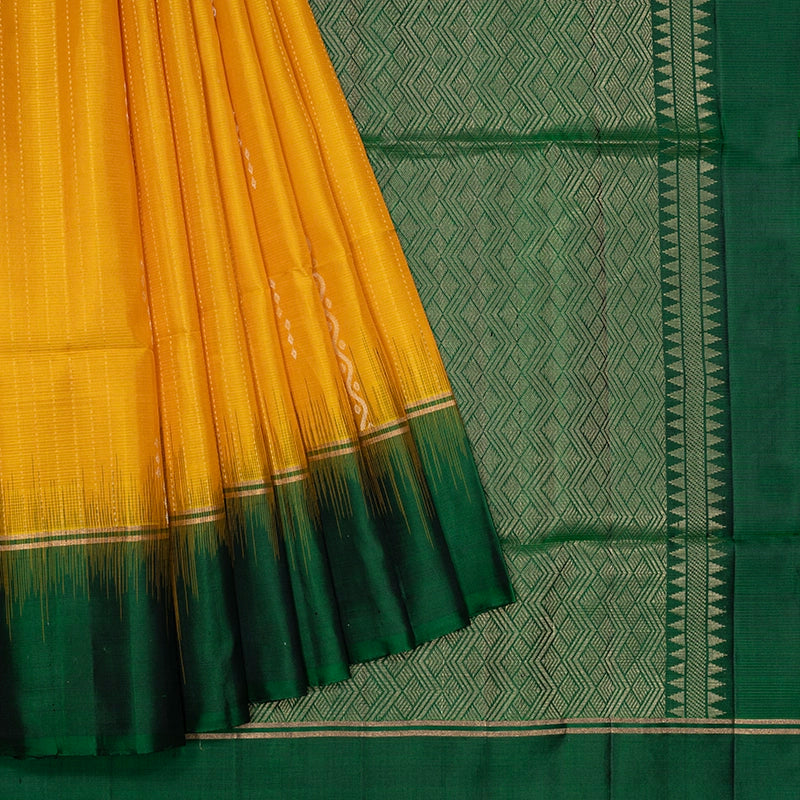 Hayagrivas Yellow Handloom Soft Silk Saree KBF566G1-3