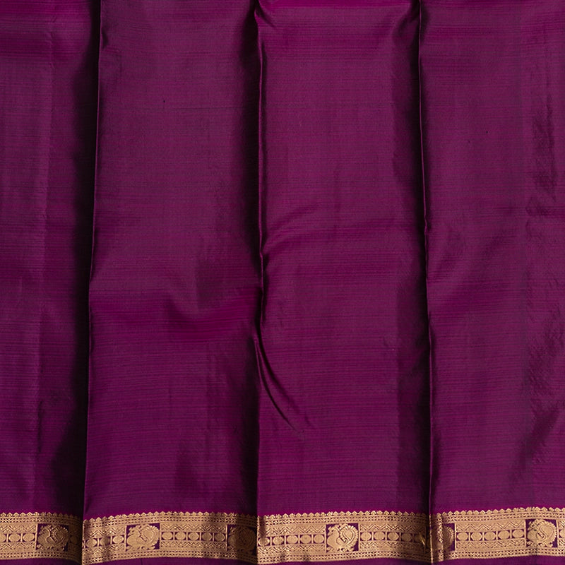 Hayagrivas Handloom Olive Green Kanjivaram Silk Saree with Purple Border KBF582G2-16