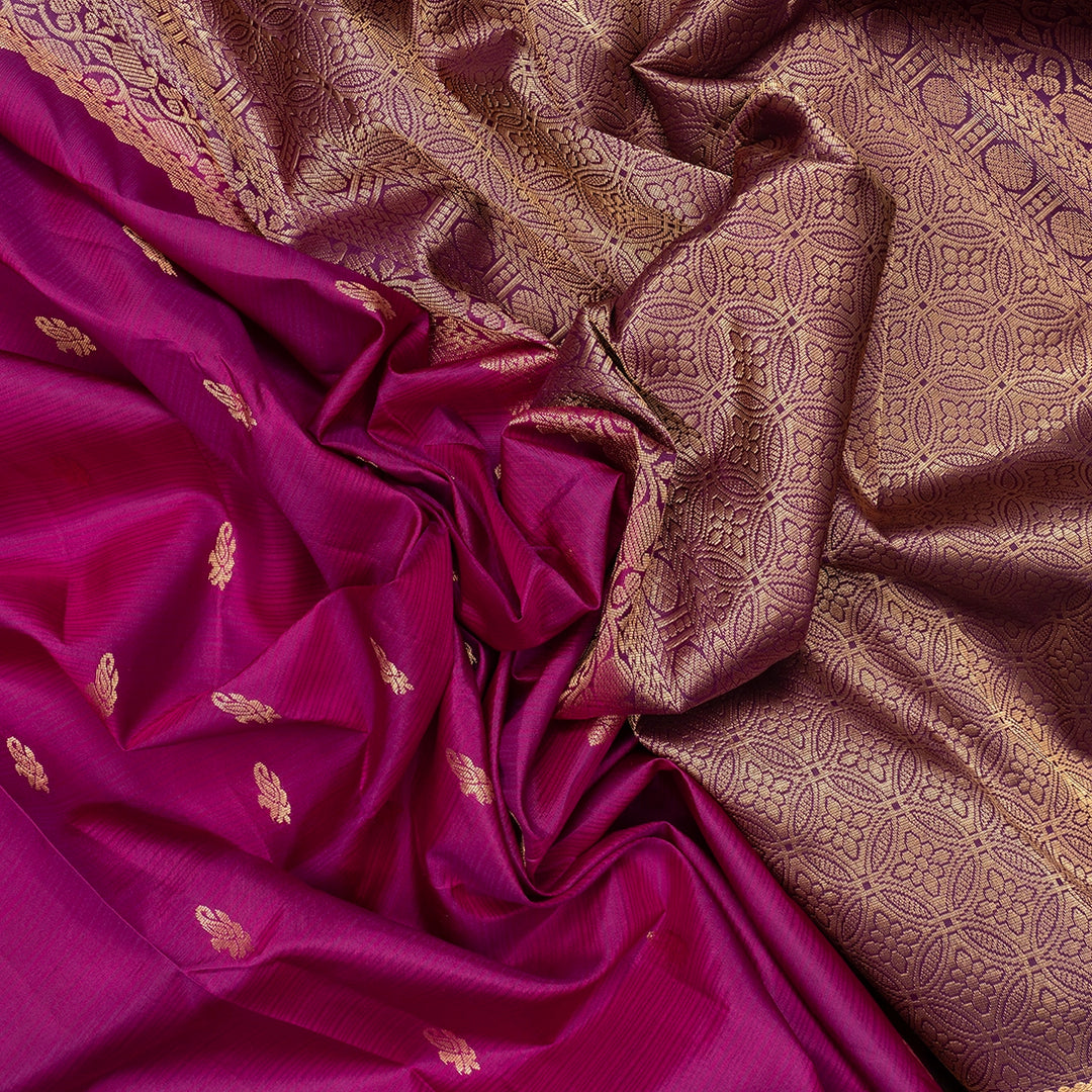 Hayagrivas Handloom Magenta Kanjivaram Silk Saree with Purple Border KBF582G2-9