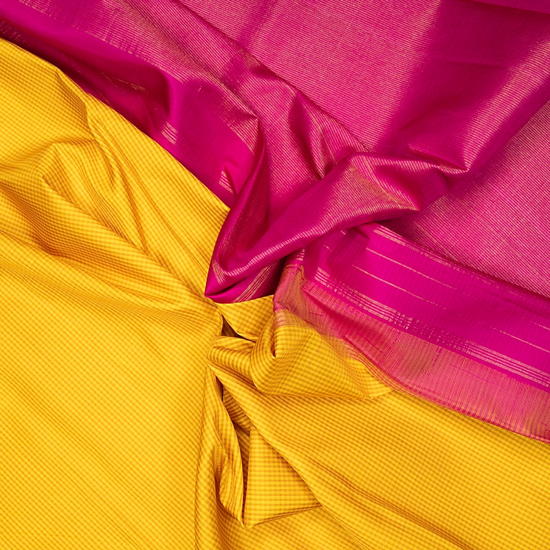 Hayagrivas Handloom Yellow Checks Kanjivaram Silk Saree KBF721G6-1