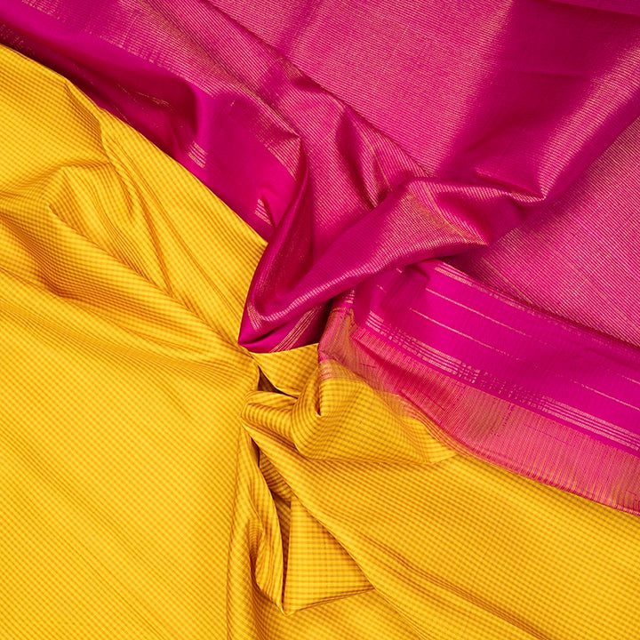 Hayagrivas Handloom Yellow Checks Kanjivaram Silk Saree KBF721G6-1