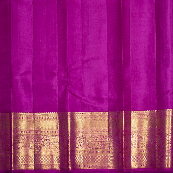 Hayagrivas Handloom Parrot Green Kanjivaram Silk Saree with Magenta Border KBF727G1-1