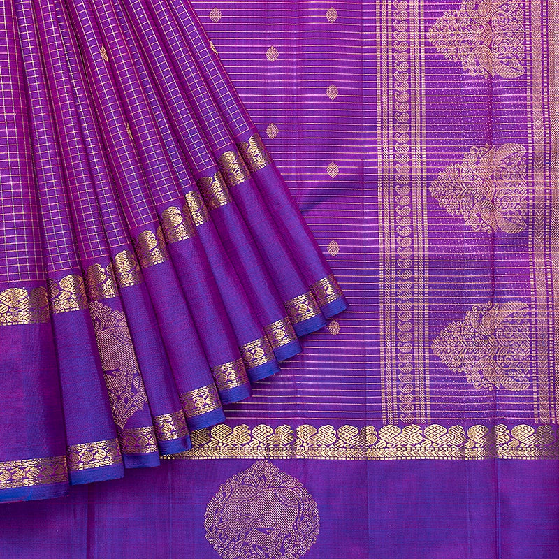 Hayagrivas Handloom Purple Kanjivaram Silk Saree KBF719G8-1