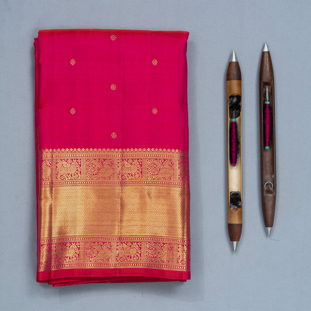 Hayagrivas Handloom Pink Kanjivaram Silk Saree KBF742H13-1
