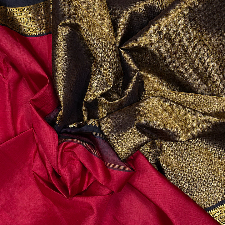 Hayagrivas Handloom Maroon Kanjivaram Silk Saree with Deep Jamun Border KBF767H1-4