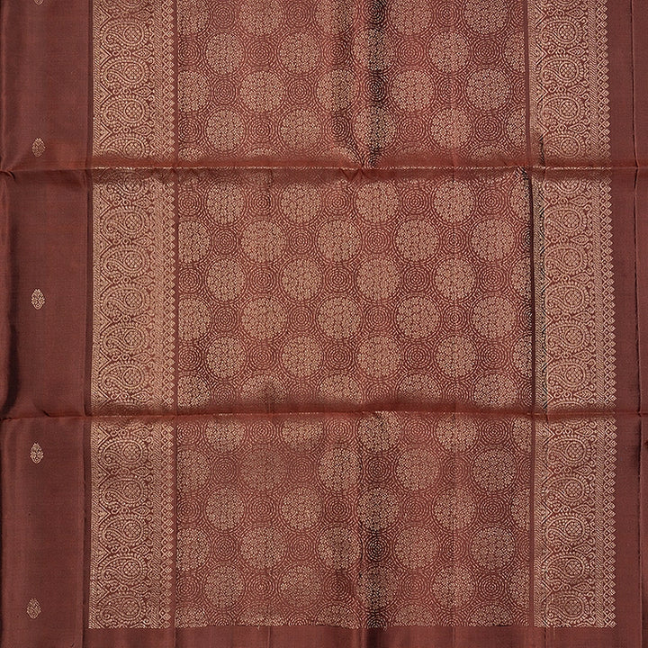 Hayagrivas Rust Brown Handloom Soft Silk Saree KBF863H1-2