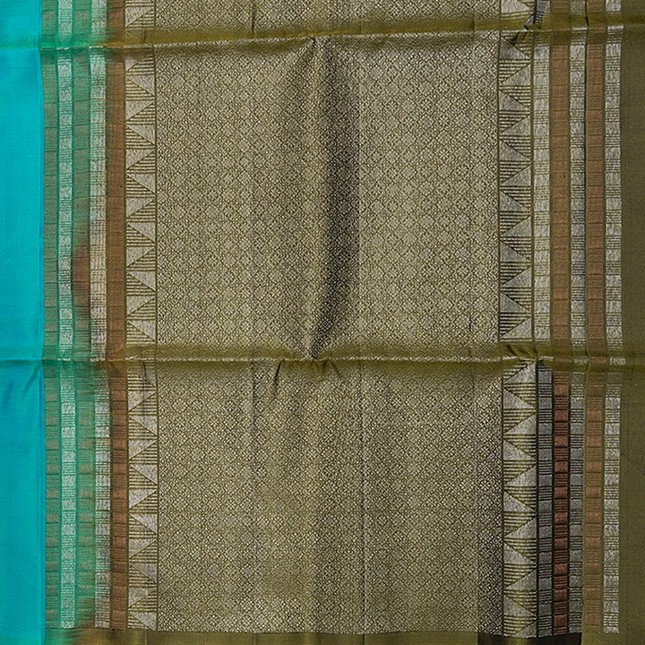 Hayagrivas Aqua Green Handloom Soft Silk Saree KBF863H1-3