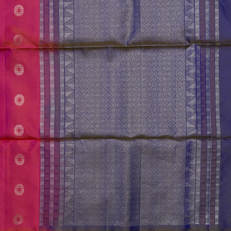 Hayagrivas Orangish-Pink Handloom Soft Silk Saree KBF863H1-9