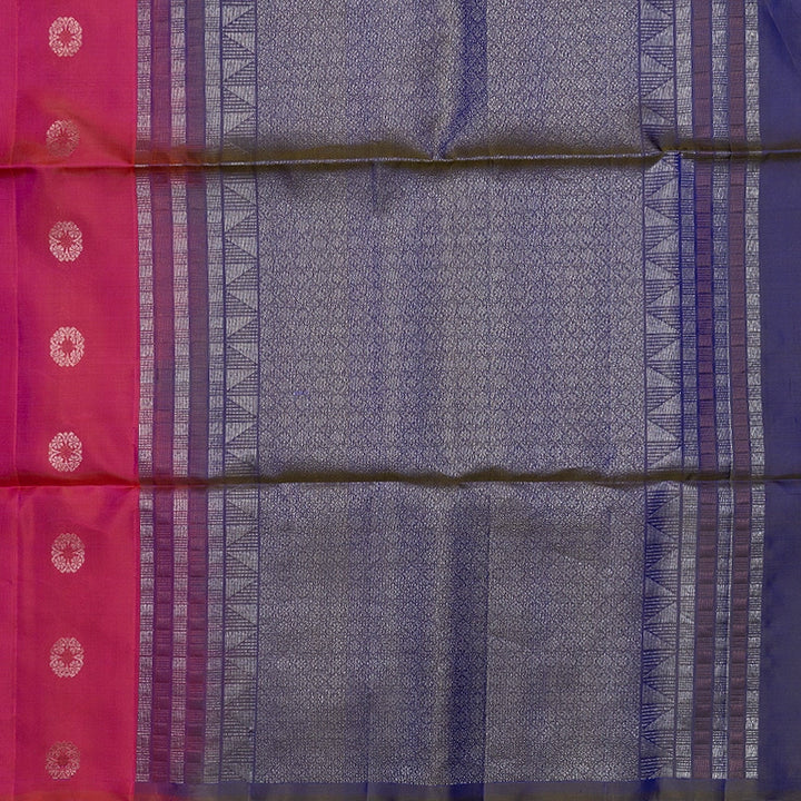 Hayagrivas Orangish-Pink Handloom Soft Silk Saree KBF863H1-9