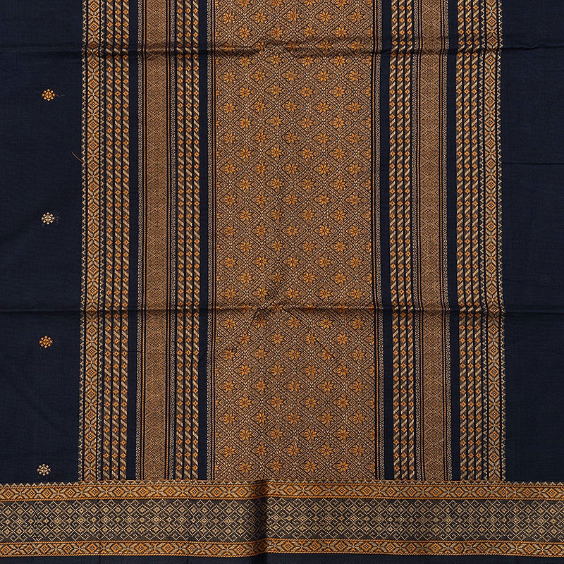 Hayagrivas Navy Blue Handloom Kanchi Cotton Saree SSCBF132H1-2