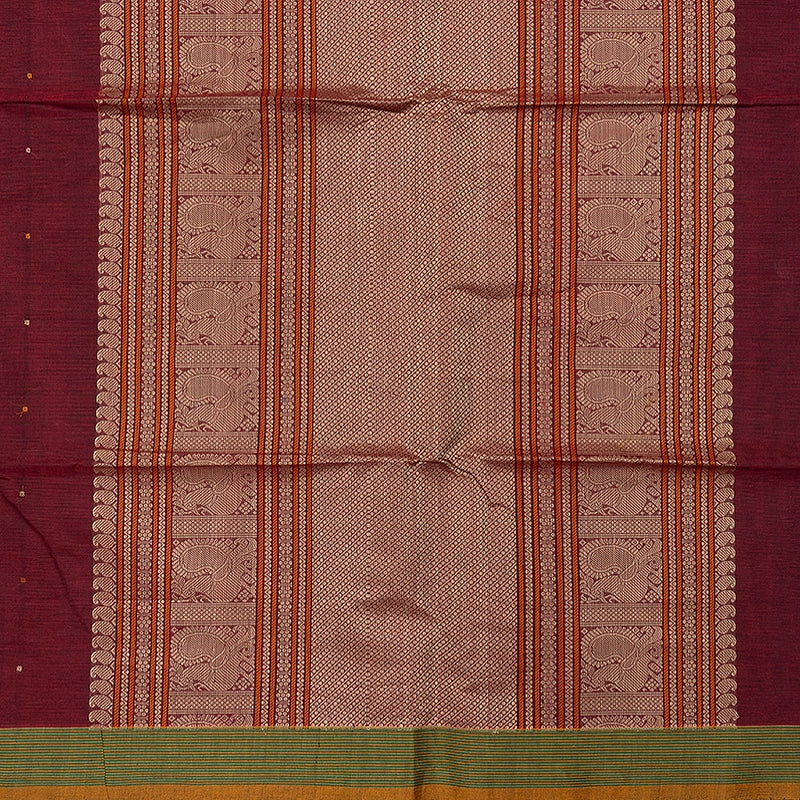 Hayagrivas Wine Maroon Handloom Kanchi Cotton Saree SSCBF132H24-1