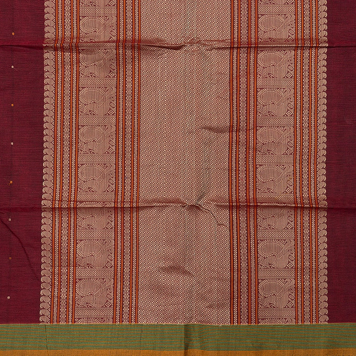 Hayagrivas Wine Maroon Handloom Kanchi Cotton Saree SSCBF132H24-1
