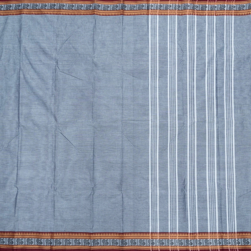 Hayagrivas Grey Handloom Chettinad Cotton Saree SSCBF134H1-4