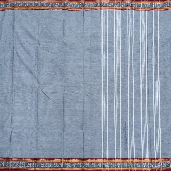 Hayagrivas Grey Handloom Chettinad Cotton Saree SSCBF134H1-4