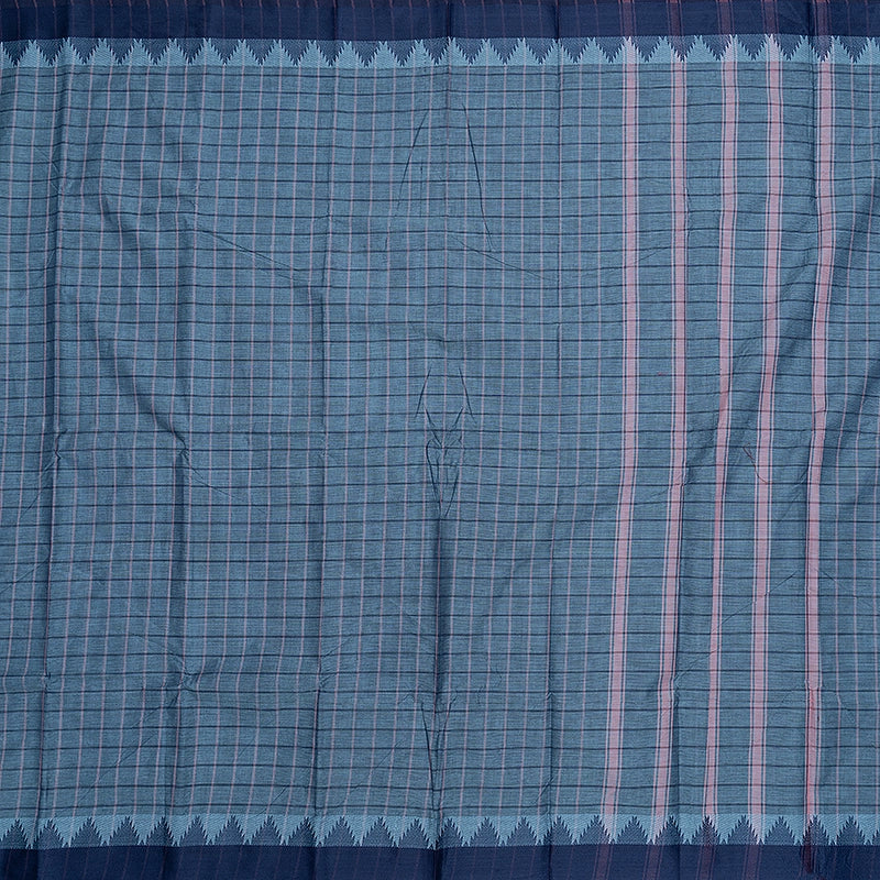 Hayagrivas Bluish-Grey Handloom Chettinad Cotton Saree SSCBF134H2-34