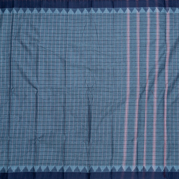 Hayagrivas Bluish-Grey Handloom Chettinad Cotton Saree SSCBF134H2-34