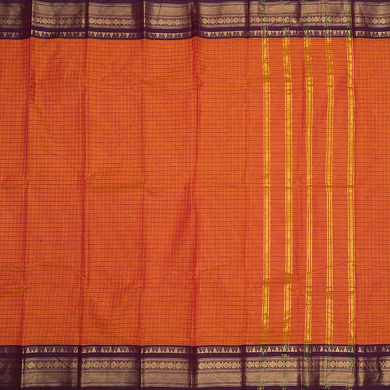 Hayagrivas Sunset Orange Handloom Chettinad Cotton Saree SSCBF134H2-39
