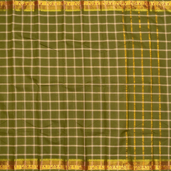 Hayagrivas Olive Green Handloom Chettinad Cotton Saree SSCBF134H2-58