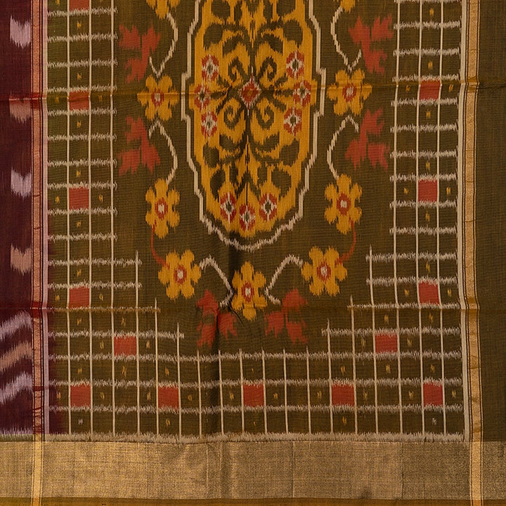 Hayagrivas Maroon Ikkat Kora Silk Cotton Saree SSCBF155H1-11