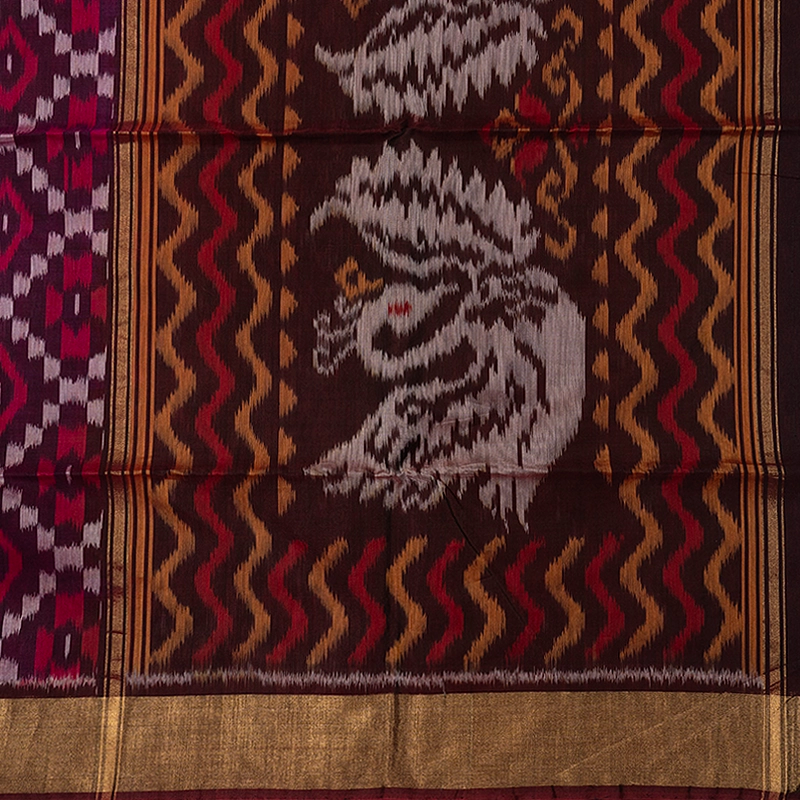 Hayagrivas Nagapazham Ikkat Kora Silk Cotton Saree SSCBF155H1-14