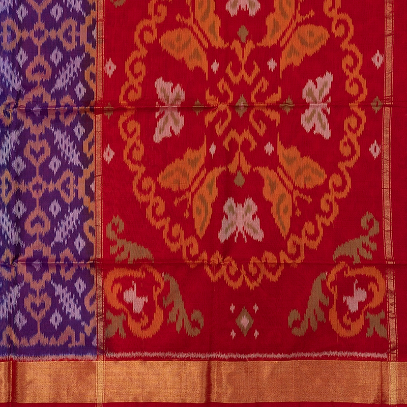 Hayagrivas Purple Ikkat Kora Silk Cotton Saree SSCBF155H1-24