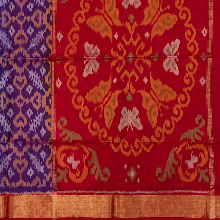 Hayagrivas Purple Ikkat Kora Silk Cotton Saree SSCBF155H1-24
